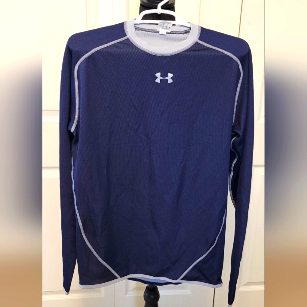 🔥2For$20 Mens Under Armour Long Sleeve Shirt Size Medium Navy & Gray